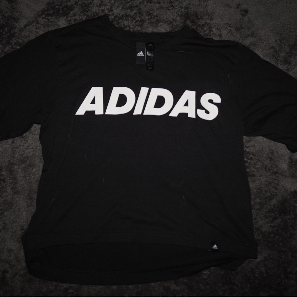 Adidas Men's Black and White Logo Tee